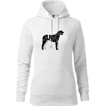 Dámská mikina Vlkodav nápis v těle - Mikina dámská Cape s kapucí - XS ( Bílá )