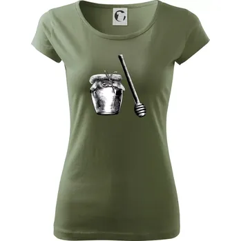 Dámské tričko Med ve sklenici - Dámské triko Pure - M ( Khaki )