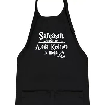 Kuchyňská zástěra Harry - Sarcasm, because Avada Kedavra is illegal - Dětská zástěra na vaření - Univerzální velikost ( Černá )