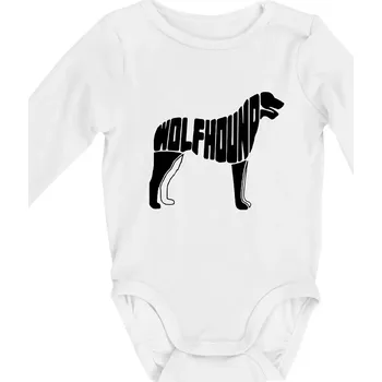 Kojenecké oblečení Vlkodav nápis v těle - Body kojenecké s dlouhým rukávem - Dlouhý r. do 3 měs ( Bílá )