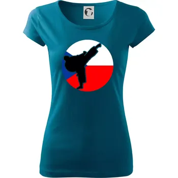 Karate CZ vlajka - Dámské triko Pure - L ( Petrolejová )