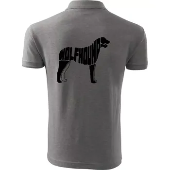 Pánská košile Vlkodav nápis v těle - Polokošile pánská Pique Polo 203 - 5XL ( Tmavě šedý melír )