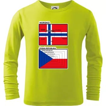 Dětská móda Norská a česká vlajka - Triko dětské Long Sleeve - 134 cm/8 let ( Limetková )