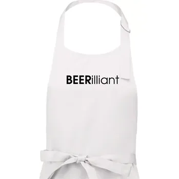 Kuchyňská zástěra Pivní nápisy BEERrilliant - Dámská zástěra na vaření - Univerzální velikost ( Bílá )