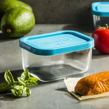 Dóza na potraviny Obdélníková skleněná dóza (nádoba) na potraviny BORMIOLI ROCCO FRIGOVERRE SYSTEM 05 l