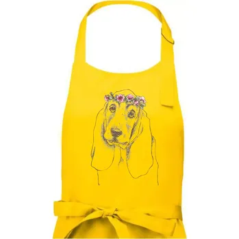 Kuchyňská zástěra Basetí princezna - Dámská zástěra na vaření - Univerzální velikost ( Žlutá )