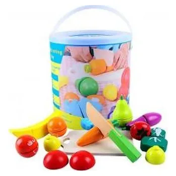 Dětská kuchyňka Zestaw warzyw i owoców do krojenia z deską i nożem