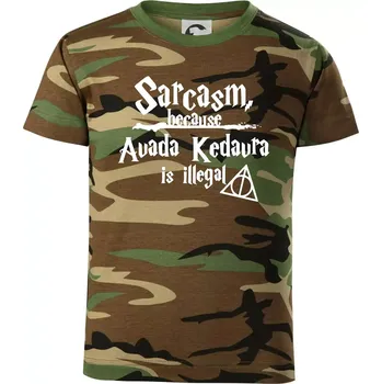 Harry - Sarcasm, because Avada Kedavra is illegal - Dětské maskáčové triko - 134 cm/8 let ( Hnědý maskáč )