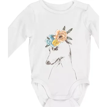 Chrt princezna - Body kojenecké s dlouhým rukávem - Dlouhý r. do 3 měs ( Bílá )