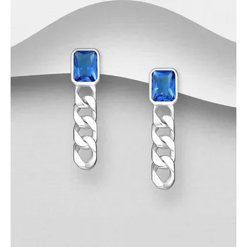 Náušnice Náušnice ze stříbra 925 s řetízkem a zapínáním na zadní stranu, zdobené imitací diamantů