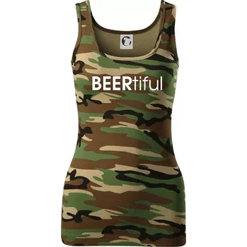 Dámské tričko Pivní nápisy BEERtiful - Dámské Maskáčové tílko - M ( Hnědý maskáč )