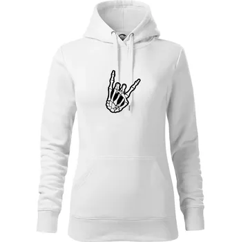 Dámská mikina Rock ruka - Mikina dámská Cape s kapucí - S ( Bílá )