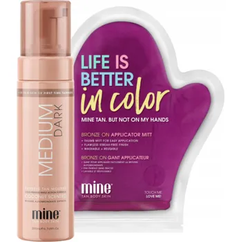 Samoopalovací přípravek Sada Samoopalovací pěna Bronzující MineTan Medium Dark + rukavice