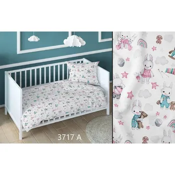 Povlečení Povlečení bavlněné 160x200 králíci bílá růžová dětská se zapínáním na zip