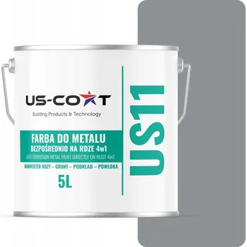 barva na kov Antikorozní akrylová Barva na kov US-Coat 5 l ŠEDÁ RAL7045 polomatná