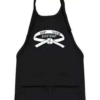 Kuchyňská zástěra Judo eat repeat - Dětská zástěra na vaření - Univerzální velikost ( Černá )