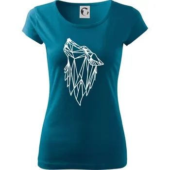 Dámské tričko Geometrie - vlk - vyjící - Dámské triko Pure - XS ( Petrolejová )