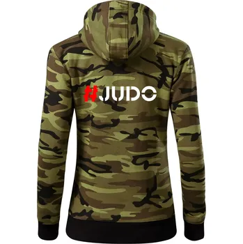 Dámská mikina Judo Hashtag - Dámská mikina trendy zipper s kapucí - XS ( Zelený maskáč )