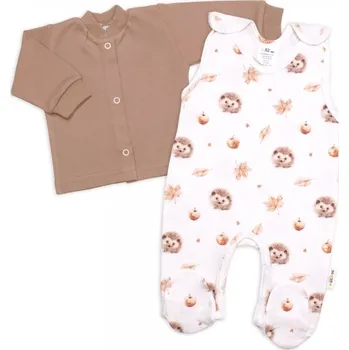 Kojenecké oblečení Kojenecké dupačky s košilkou, bavlna, Ježek, ecru/hnědá, vel. 62, Velikost koj. oblečení 62 (2-3m)