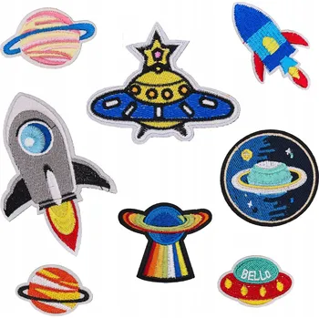 Obraz KOSMOS PLANETY nášivky APLIKACE TERMO nažehlovačky APLIKACE SADA 8 ks
