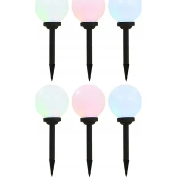 Venkovní osvětlení Solární lampy do zahrady, 6 ks, LED, kulaté, 20 cm, RGB