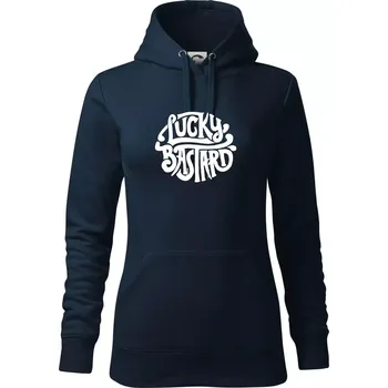 Dámská mikina Lucky Bastard - Mikina dámská Cape s kapucí - 2XL ( Námořní modrá (velmi tmavá - téměř černá) )