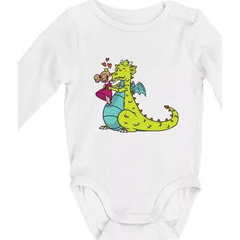 Princezna a drak - Body kojenecké s dlouhým rukávem - Dlouhý r. 3-6 měs ( Bílá )