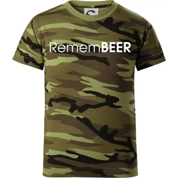 Pivní nápisy RememBEER - Dětské maskáčové triko - 122 cm/6 let ( Zelený maskáč )