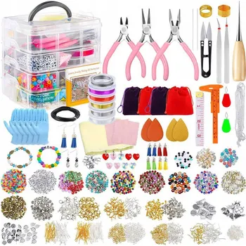 Dětské navlékací korálky Sada na výrobu šperků Craftec 2083 dílů s korálky a nástroji
