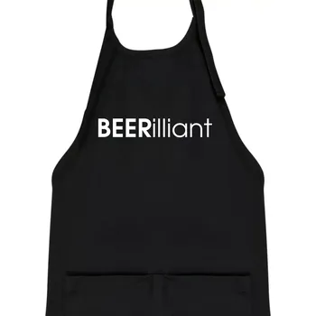 Kuchyňská zástěra Pivní nápisy BEERrilliant - Dětská zástěra na vaření - Univerzální velikost ( Černá )