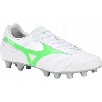 Kopačky Fotbalová obuv pánské Mizuno Morelia II Club Md white/neon silver, velikost 44 EU