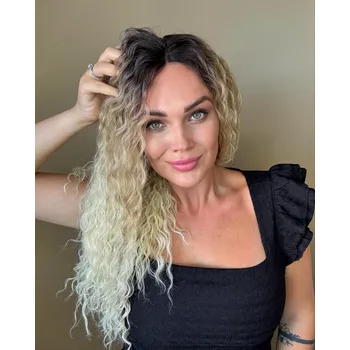 Paruka Dlouhá blond kudrnatá paruka Mirka se síťkou (lace front)