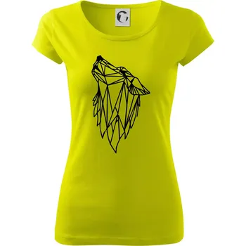Geometrie - vlk - vyjící - Dámské triko Pure - M ( Limetková )