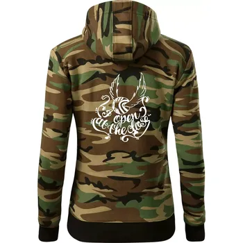 Dámská mikina Harry - Zlatonka - Dámská mikina trendy zipper s kapucí - L ( Hnědý maskáč )