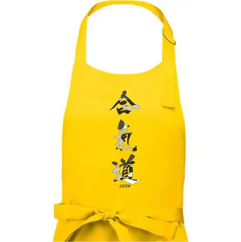 Kuchyňská zástěra Aikidó maskáčový nápis - Pánská zástěra na vaření - Univerzální velikost ( Žlutá )