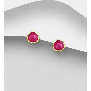 Náušnice Stříbrné náušnice , zdobené křemenem a pokovené 18karátovým zlatem