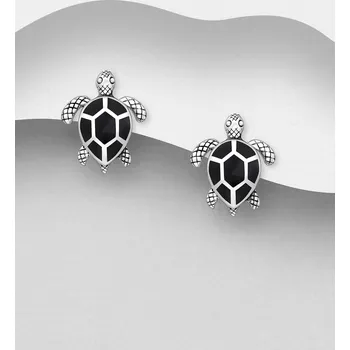 Náušnice Stříbrné náušnice s motivem želvy z oxidovaného stříbra 925