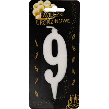 Dortová svíčka Svíčka na narozeninový na dort číslice 9 BÍLÁ