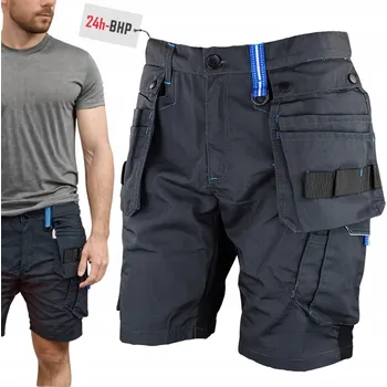 Pracovní kalhoty 24h-BOZP šedé krátké M polyester unisex s kapsami