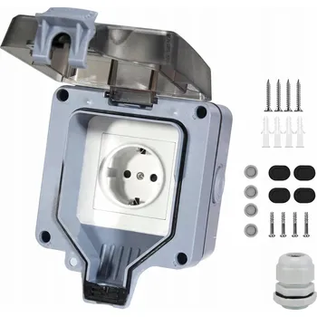 Elektrická zásuvka VENKOVNÍ ZÁSUVKA IP66 ELEKTRICKÁ ZAHRADNÍ VODOTĚSNÁ HERMETICKÁ