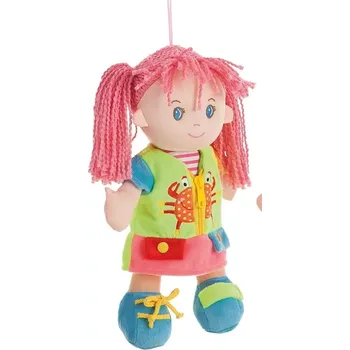 plyšák "Oblékací" Panenka Berta v šatech s krabem od firmy Llopis (Muneca Berta activity 38 cm)