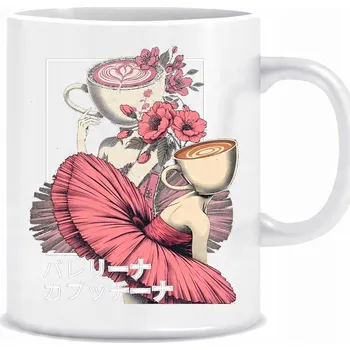 Bílý hrnek o objemu 330 ml s potiskem potiskem italské mangy Brain Rot .