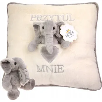 plyšák SADA DÁREK POLŠTÁŘ + PLYŠOVÁ HRAČKA SLŮNĚ PLYŠOVÝ MAZLÍČEK PŘÍTULNÍČEK k narození ozdobná