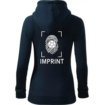 Dámská mikina Házená imprint - Dámská mikina trendy zipper s kapucí - L ( Námořní modrá (velmi tmavá - téměř černá) )