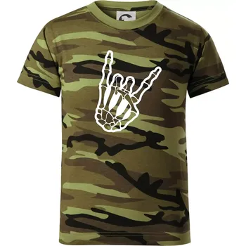 Rock ruka - Dětské maskáčové triko - 134 cm/8 let ( Zelený maskáč )