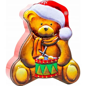 Obraz KOVOVÁ VÁNOČNÍ PLECHOVKA NA SUŠENKY PERNÍKY ČAJ S VÍČKEM A VÍČKEM