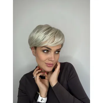 Paruka Blond krátká paruka z pravých a umělých vlasů Melany