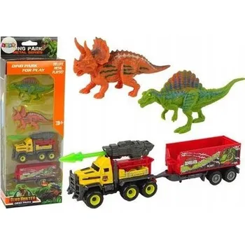 autíčko Dinosauři Sada Auto Raketa s Návěsem Žlutá