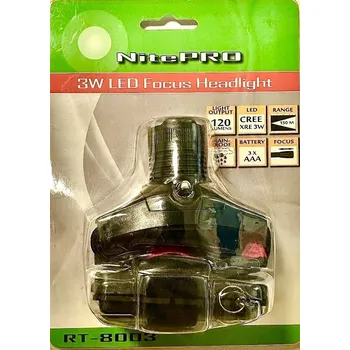 IP kamera NITEPRO Čelovka 3W Led Focus Headlight RT-8003 120 Lum 150M 3xAAA