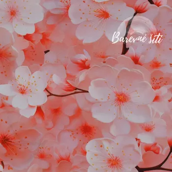 Viskoza s hedvábím, Třešněvé květy červená (E)